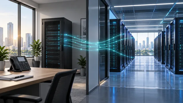 Local office infrastructure and a dedicated data-center environment side by side.